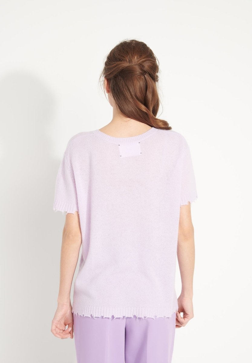 T-shirt col rond cachemire lilas femme - AVA 6