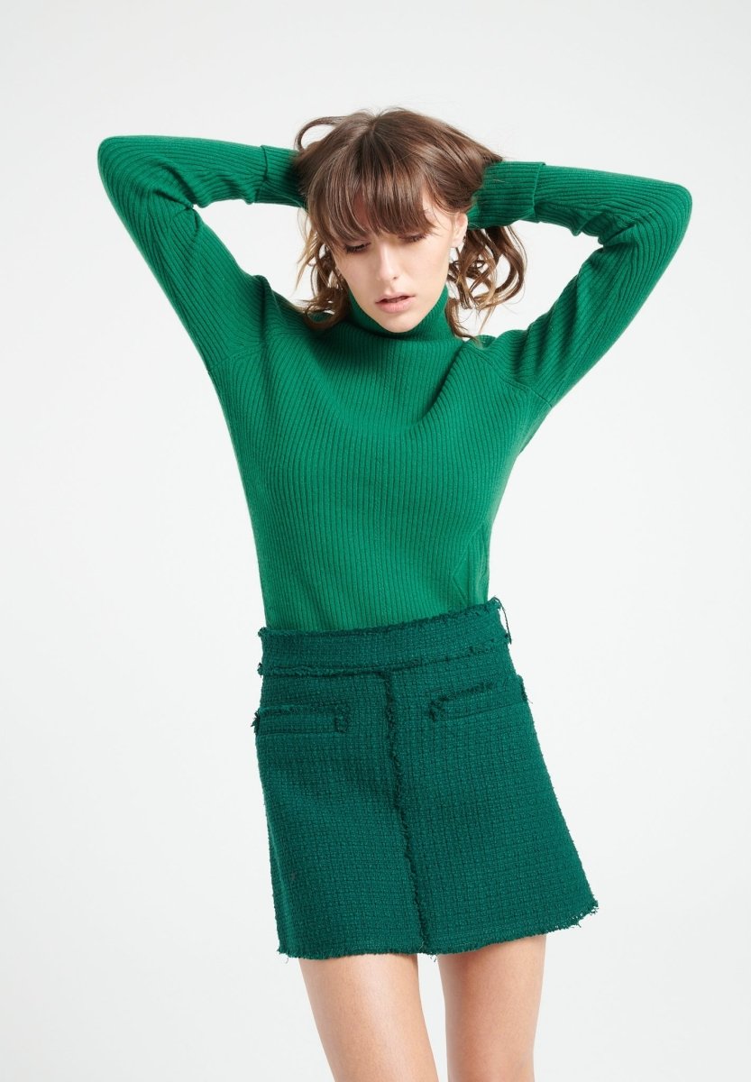 Pull col roulé cachemire vert émeraude femme - MIA 5